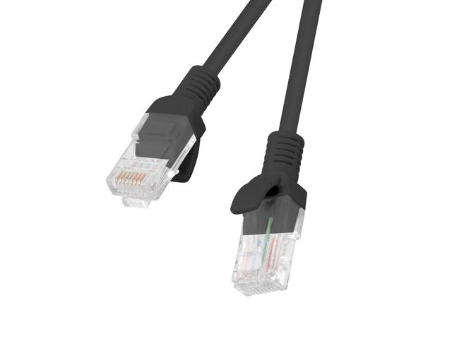 Lanberg Patchcord RJ45 CAT5e UTP kábel 0.25m fekete (PCU5-10CC-0025-BK)