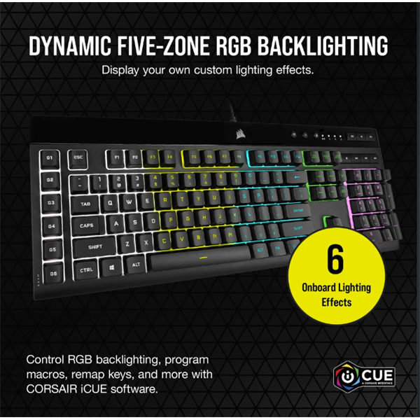 CORSAIR K55 RGB PRO Vezetékes Billentyűzet Gaming Cseppálló US  fekete