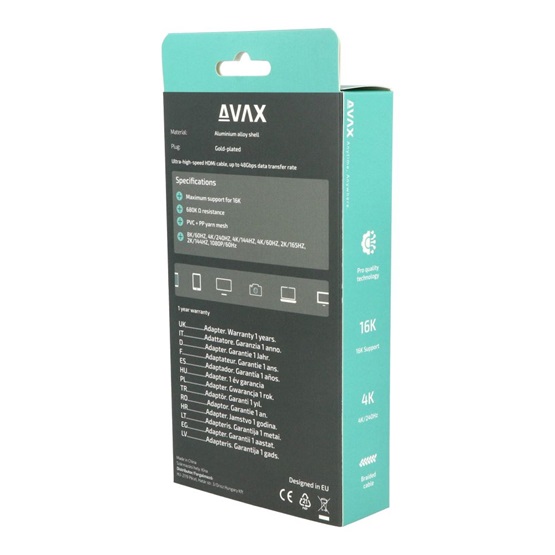 AVAX AV901 PRIME Display - Display 2.1/40Gbps 16K/60Hz AV 2m kábel AVAX AV901 PRIME Display - Display 2.1/40Gbps 16K/60Hz AV 2m kábel