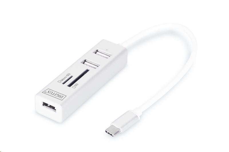 Digitus USB 3.0 3 portos Type C Hub + kártyaolvasó (DA-70243) Digitus USB 3.0 3 portos Type C Hub + kártyaolvasó (DA-70243)