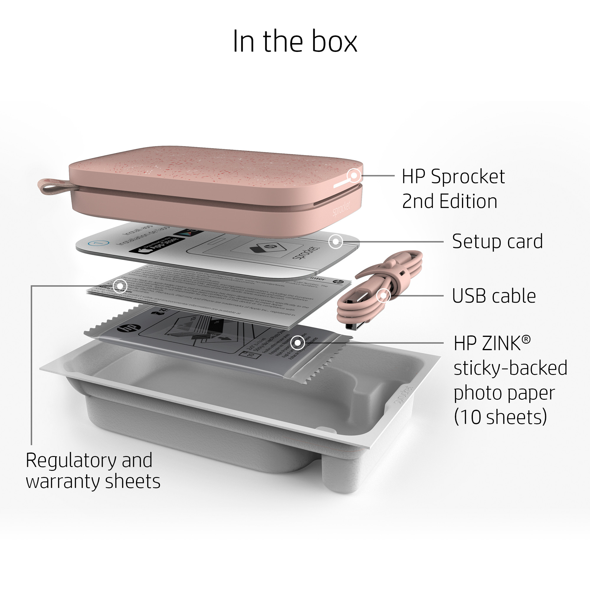 HP Sprocket hordozható fotónyomtató 2x3 hüvelykes rózsaszín