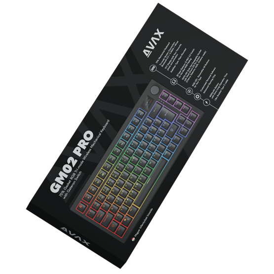 AVAX GM02 PRO 75% Gasket RGB tri-mode mechanikus billentyűzet Gateron piros switch AVAX GM02 PRO 75% Gasket RGB tri-mode mechanikus billentyűzet Gateron piros switch
