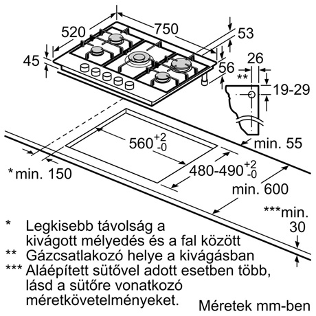 Bosch PCQ7A5I90 Beépíthető gázfőzőlap