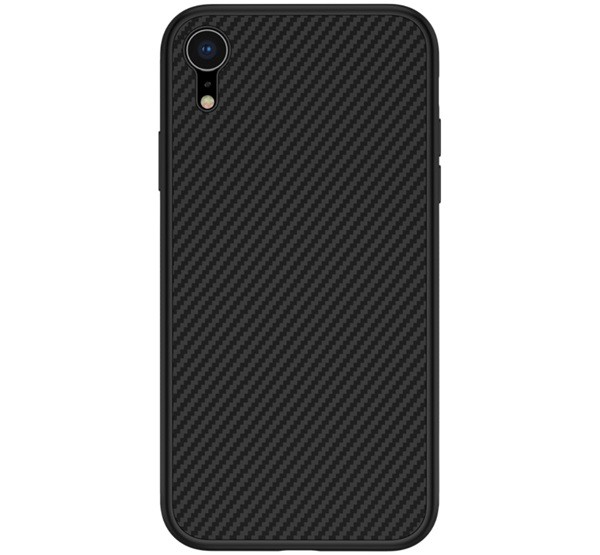 NILLKIN SYNTHETIC FIBER műanyag telefonvédő (környezetbarát, karbon minta) FEKETE [Apple iPhone XR 6.1]
