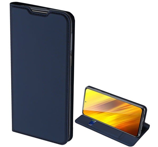 DUX DUCIS SKIN PRO tok álló, bőr hatású (FLIP, oldalra nyíló, bankkártya tartó, asztali tartó funkció) SÖTÉTKÉK [Xiaomi Redmi 9T]