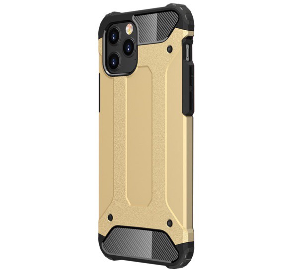 Defender műanyag telefonvédő (közepesen ütésálló, légpárnás sarok, szilikon belső, fémhatás) ARANY [Apple iPhone 12 Pro]