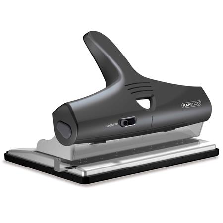 RAPESCO Lyukasztó, állítható lyukszámú, 32 lap,  "Heavy Duty", fekete-szürke (IR1205)