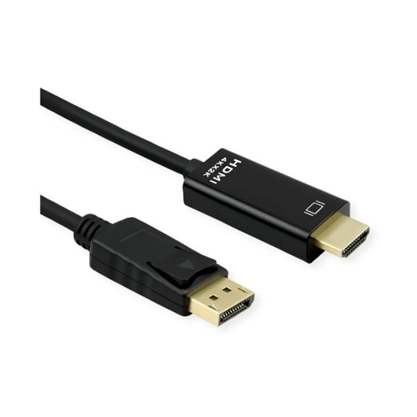 Roline Kábel DisplayPort 1.2 DP - HDMI (UHDTV) 4K@60Hz, M/M, 2m, fekete (11.04.5996-10) Roline Kábel DisplayPort 1.2 DP - HDMI (UHDTV) 4K@60Hz, M/M, 2m, fekete (11.04.5996-10)