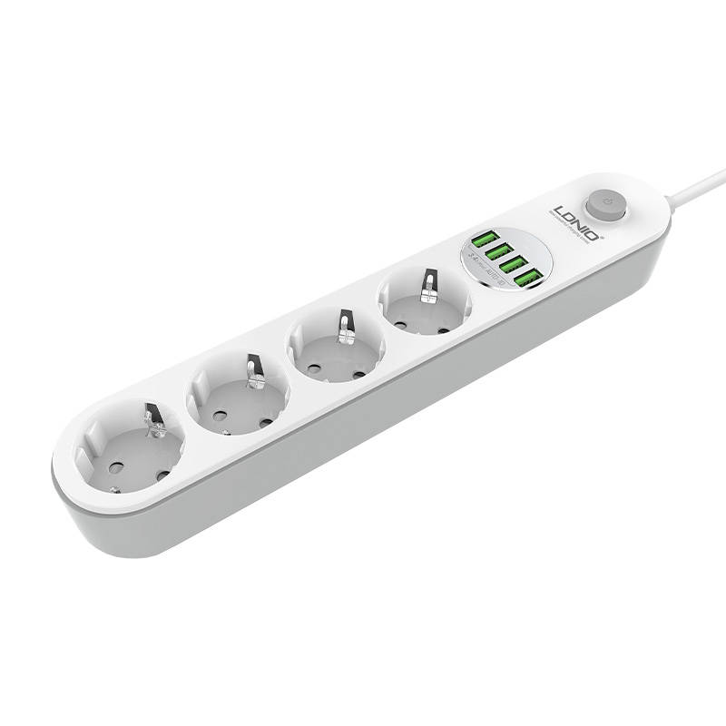 Power strip with 4 AC sockets, 4x USB, LDNIO SE4432, 2m (white) Power strip with 4 AC sockets, 4x USB, LDNIO SE4432, 2m (white)
