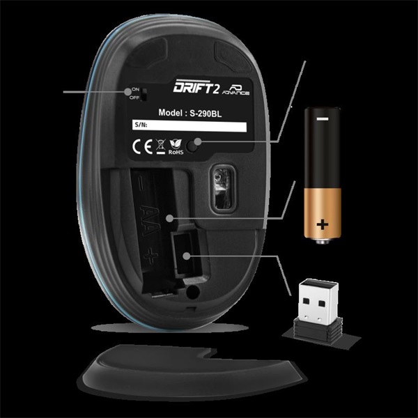 Advance DRIFT 2   1600 DPI 3 gomb Egér vezeték nélküli  kék 