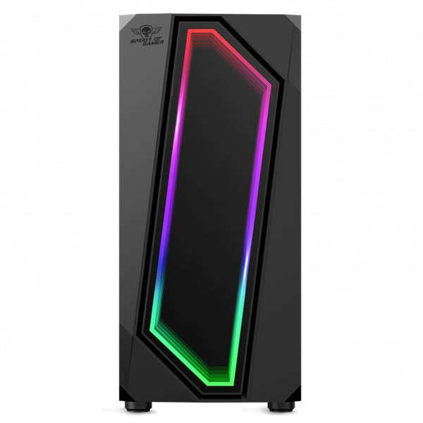 Spirit of Gamer Számítógépház - INFINITY Black (fekete, ablakos, 8x12cm ventilátor, alsó táp,  ATX, 1xUSB3.0, 2xUSB2.0)