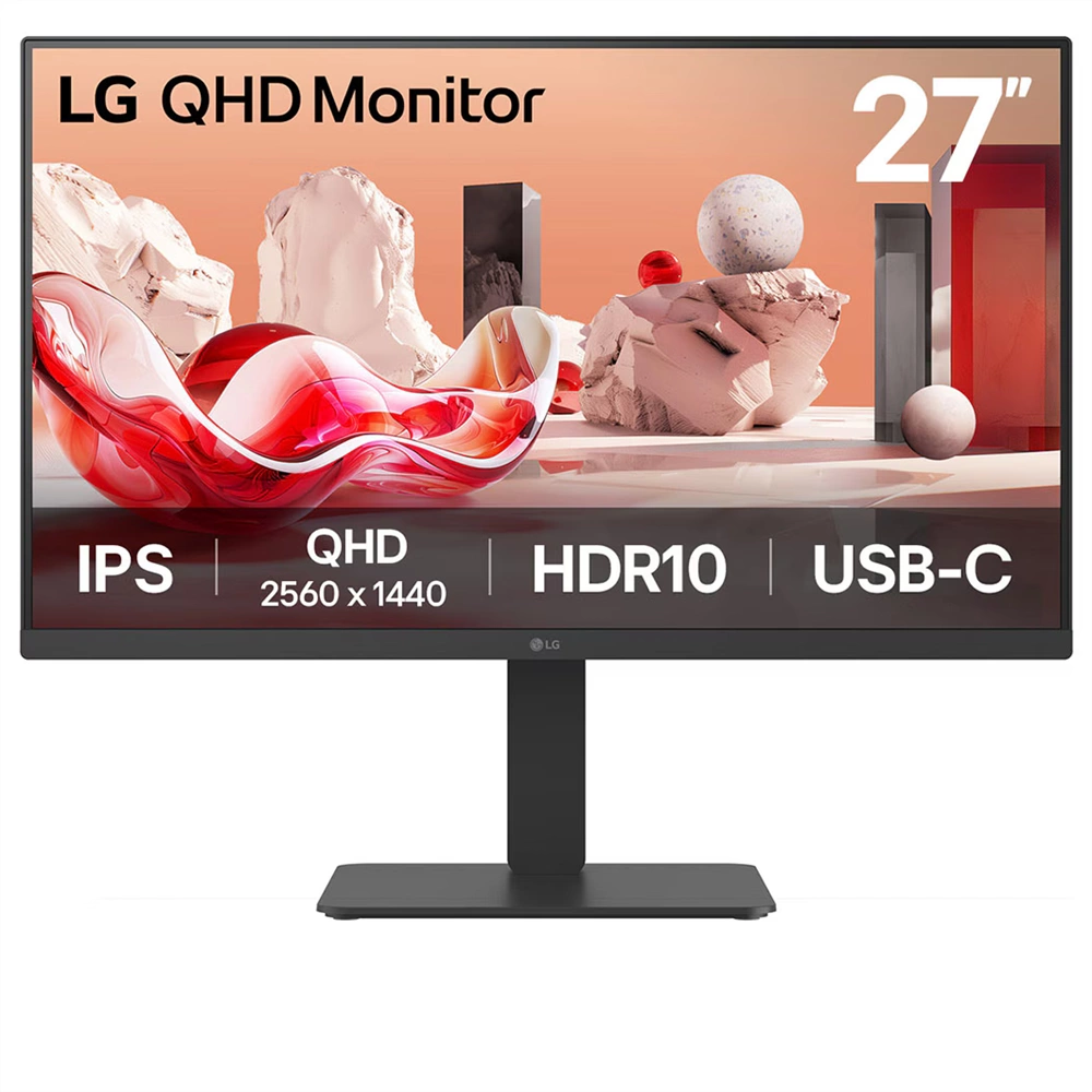 LG 27BA65QB-B monitor - 27" QHD IPS 100Hz, USB-C, láncba köthető, RJ45
