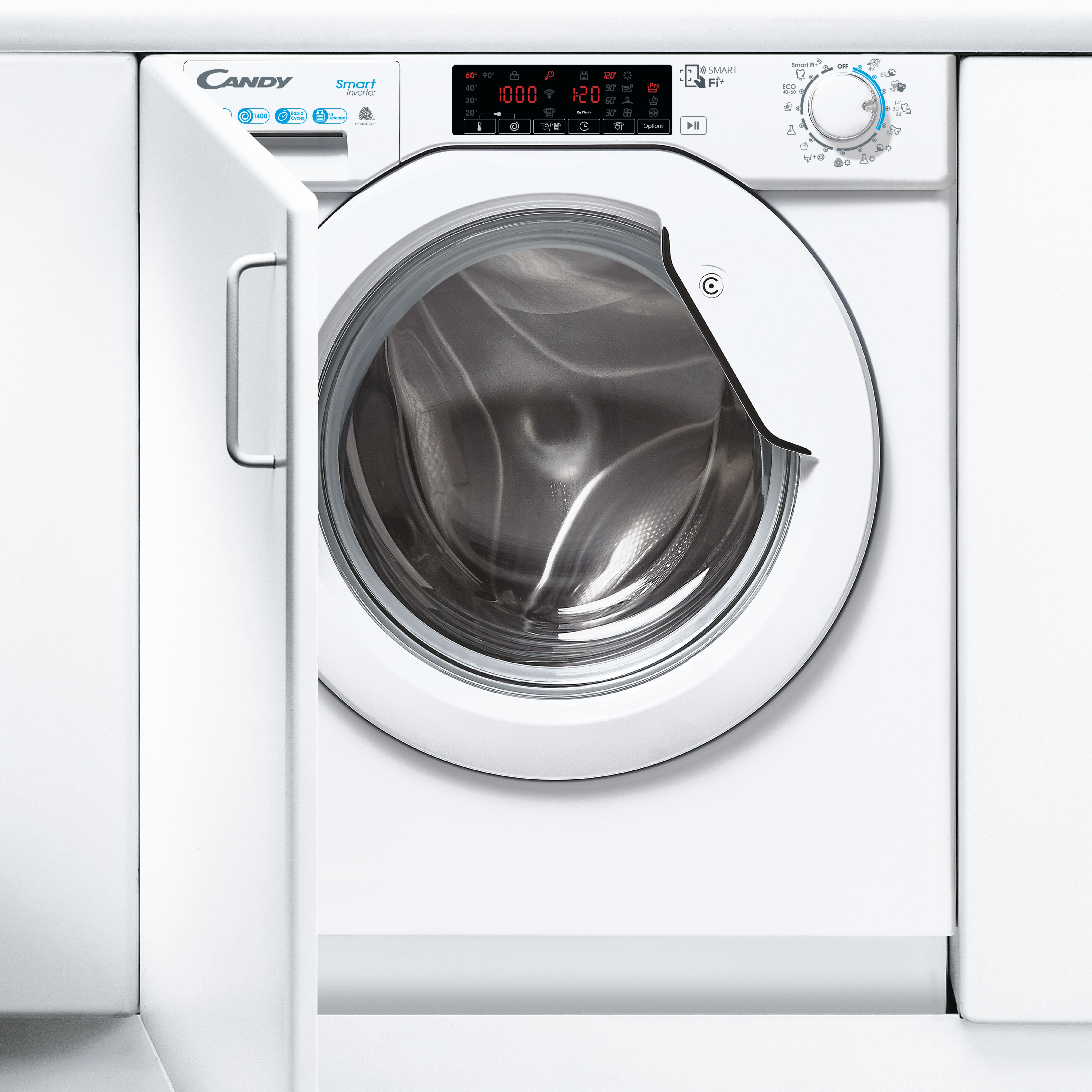 Candy CBDO485TWME/1-S Beépíthető elöltöltős mosó- és szárítógép – 8 kg, 1400 ford./perc, D Energiaosztály, Simply-Fi  Wi-Fi + NFC, Mix Power System