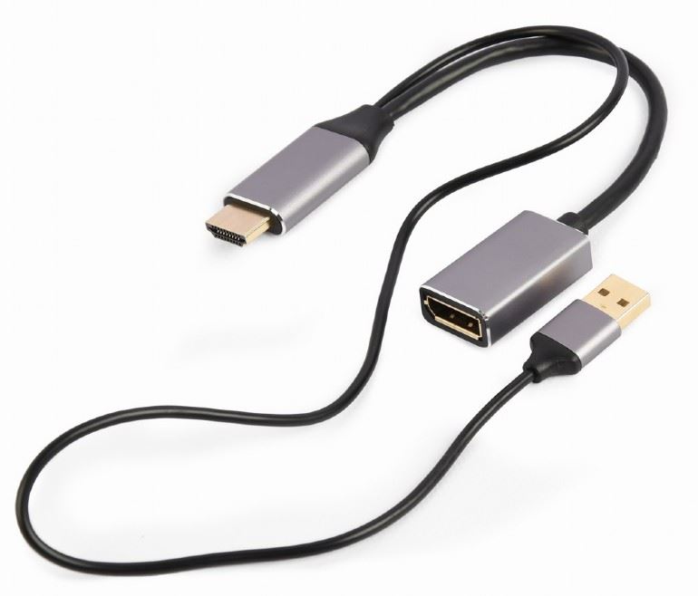 Gembird Cablexpert aktív 4K HDMI apa - DisplayPort anya adapter fekete-szürke (A-HDMIM-DPF-02)