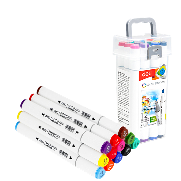 Deli Color Emotion 12 darabos kétvégű alkoholos sketch marker készlet Deli Color Emotion 12 darabos kétvégű alkoholos sketch marker készlet