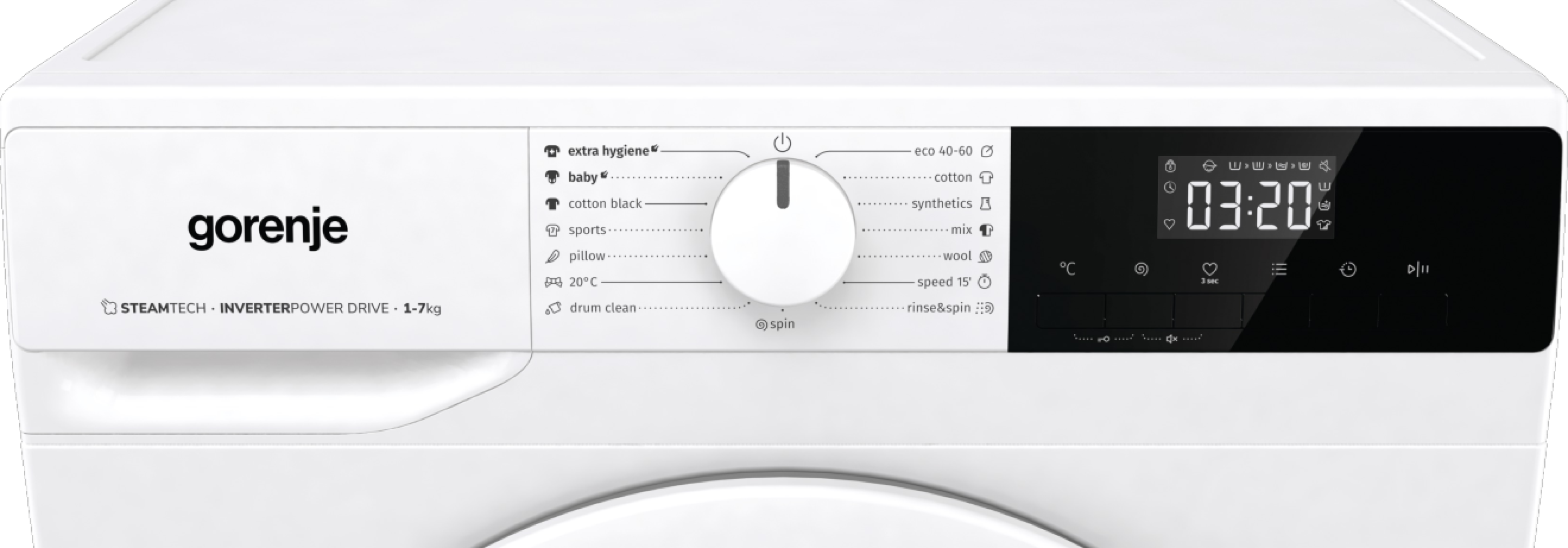 Gorenje WNHPI72SCS Elöltöltős keskeny mosógép – 7 kg, 1200 ford./perc, C Energiaosztály, Gőz technológia, Allergy Care, Baby Eco program