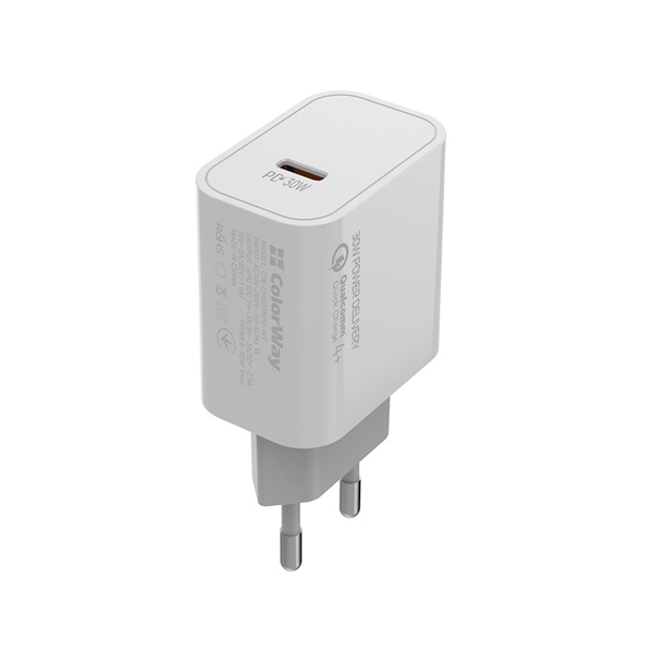 COLORWAY CW-CHS038PD-WT USB töltő adapter Power Delivery Port PPS USB Type-C (30W) Fehér  