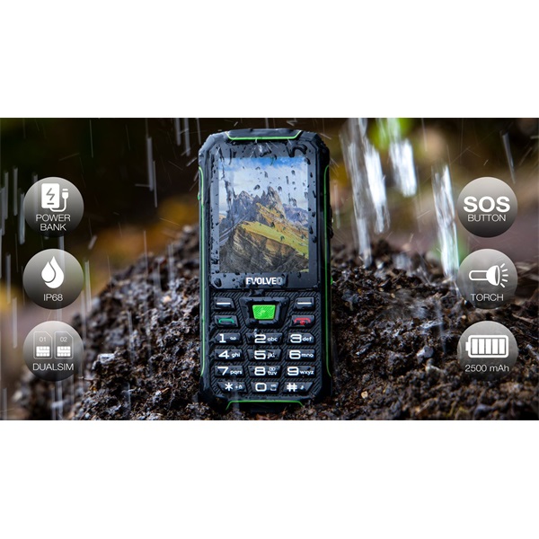 EVOLVEO Strongphone W4 2,8" DualSIM  mobiltelefon fekete-zöld