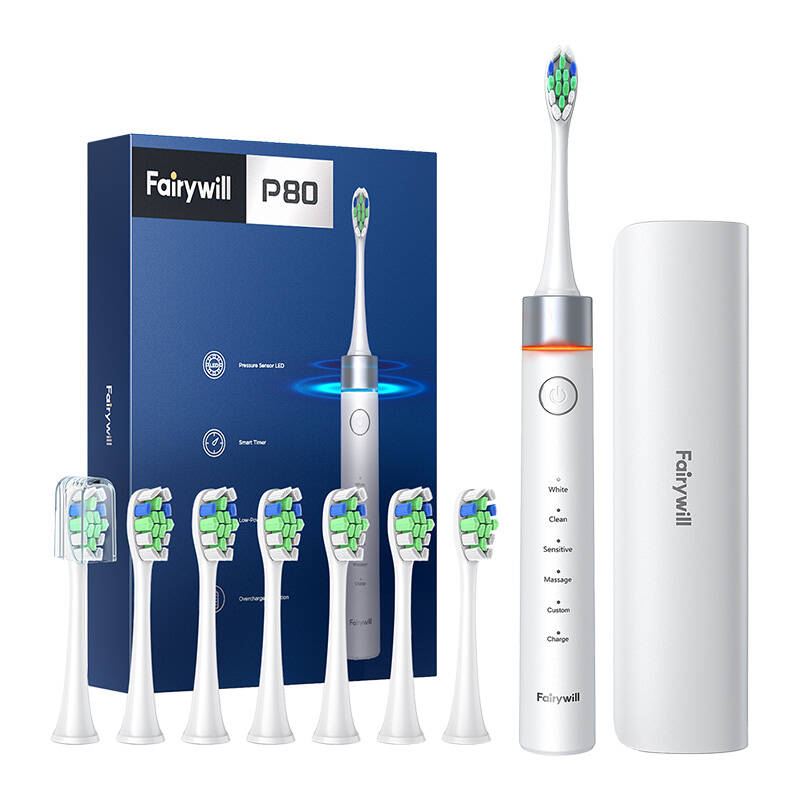 Fairywill FW-P80 elektromos fogkefe szett tokkal és pótfejekkel fehér