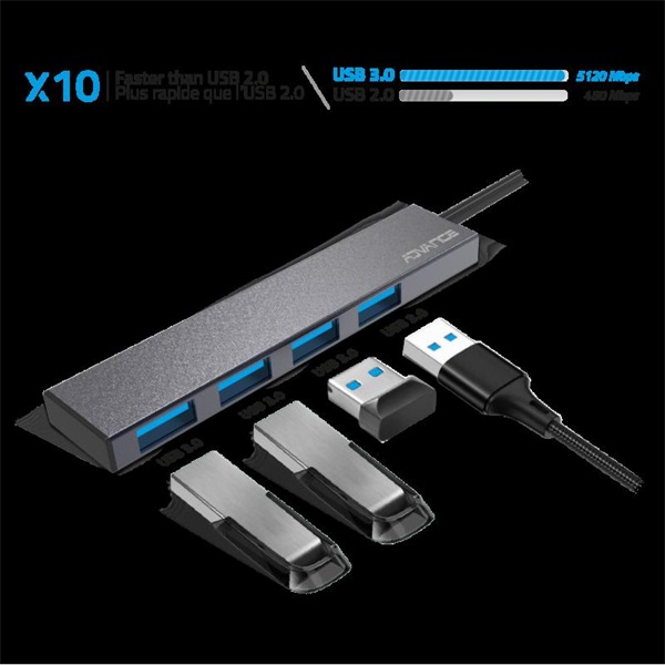 Advance XPAND SMART USB-A to 4x USB-A3.0 USB Hub Szürke Advance XPAND SMART USB-A to 4x USB-A3.0 USB Hub Szürke