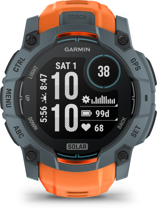 Garmin Instinct 3  50mm Solar Szürke, narancssárga szíj