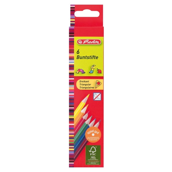 Herlitz Trio lakkozott 6db-os vegyes színű színes ceruza Herlitz Trio lakkozott 6db-os vegyes színű színes ceruza