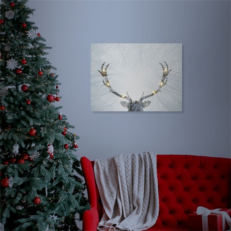 LED-ES FALI KÉP RÉNSZARVAS, 40X30