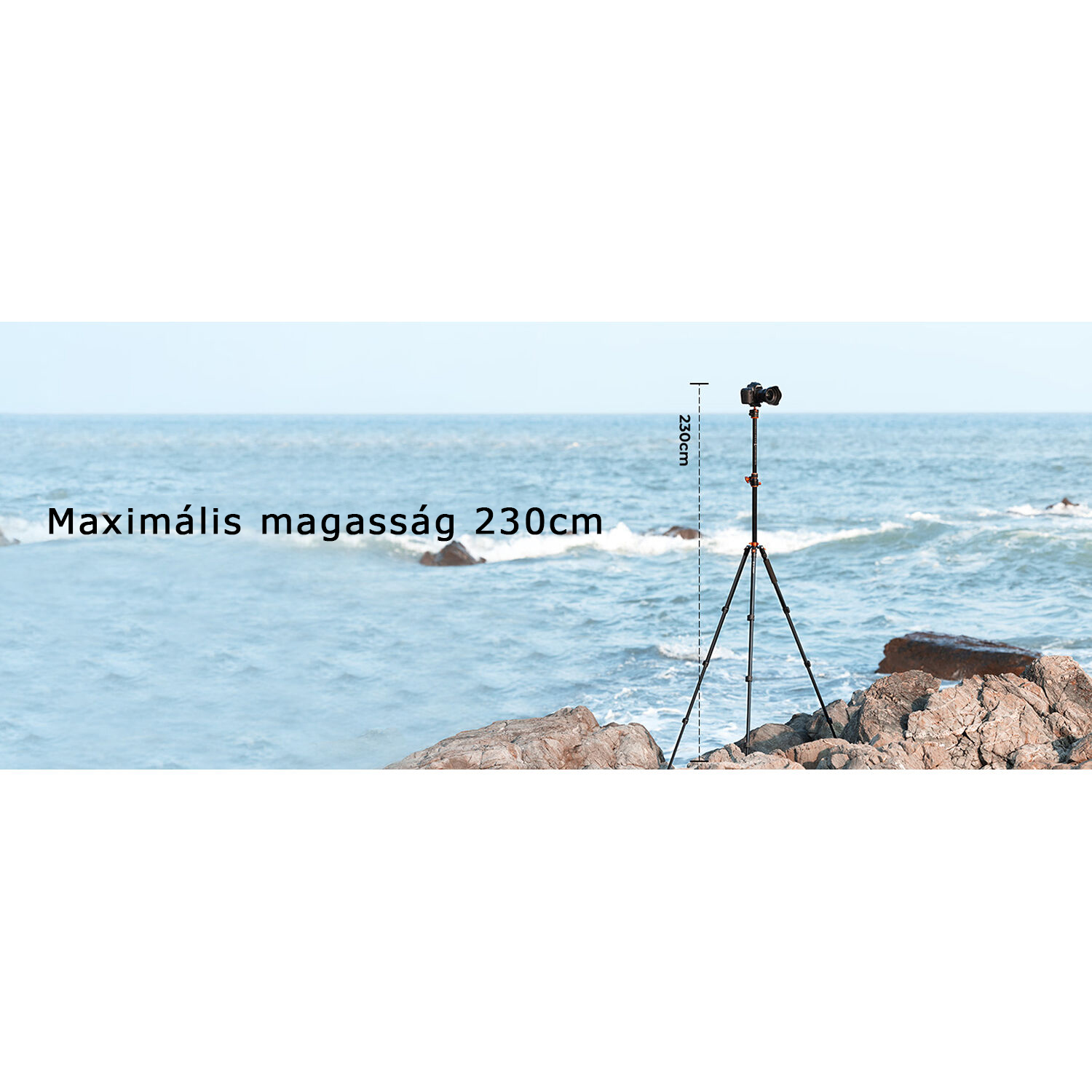 K&F Concept T254A7+BH-28L állvány + monopod, elforgatható középoszloppal, fekete-narancs