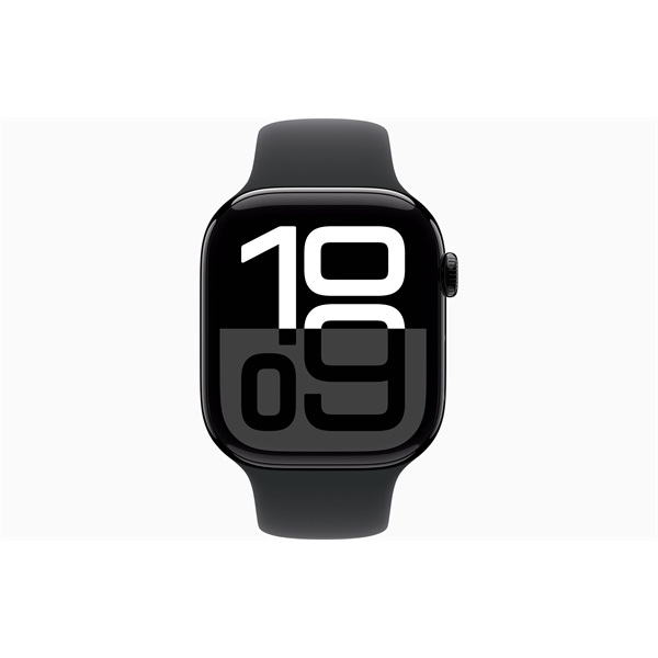 Apple Watch S10 GPS (46mm) kozmoszfekete alumínium tok fekete sportszíj (S/M) okosóra