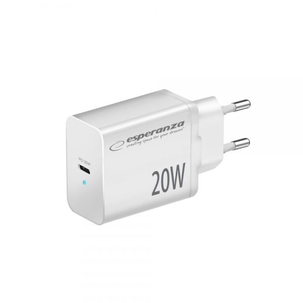 Esperanza EZC104K Quick Power Charger 20W USB-C PD Fehér