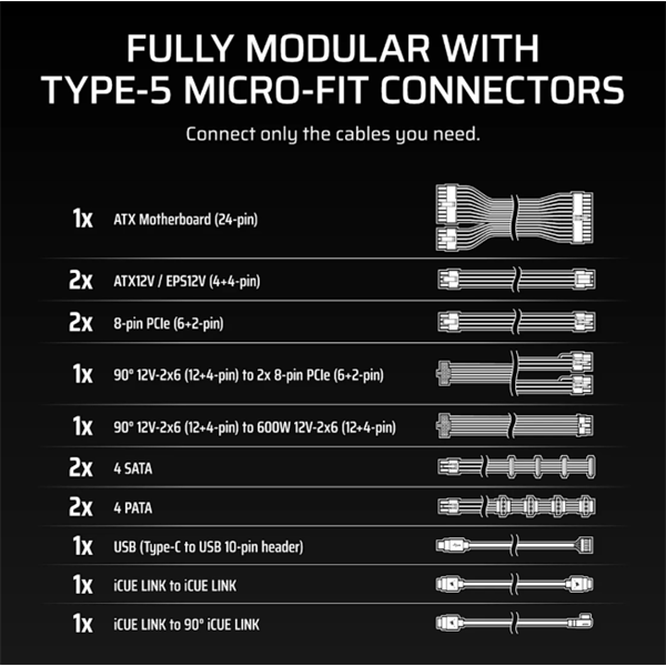 Corsair iCUE LINK HXi SHIFT Series  iCUE LINK HX1000i SHIFT  1000 Watt  Tápegység