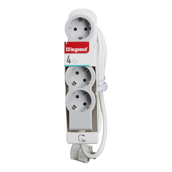 LEGRAND Standard 4x2P+F, 5 m vezetékkel Elosztósor fehér-szürke LEGRAND Standard 4x2P+F, 5 m vezetékkel Elosztósor fehér-szürke