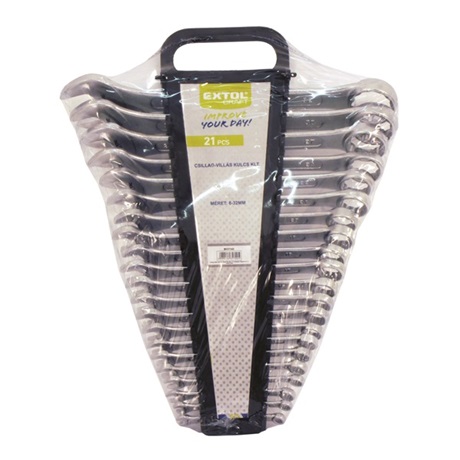 Extol Craft 8631143 Műanyag tartóban csillag-villás kulcs készlet 21db