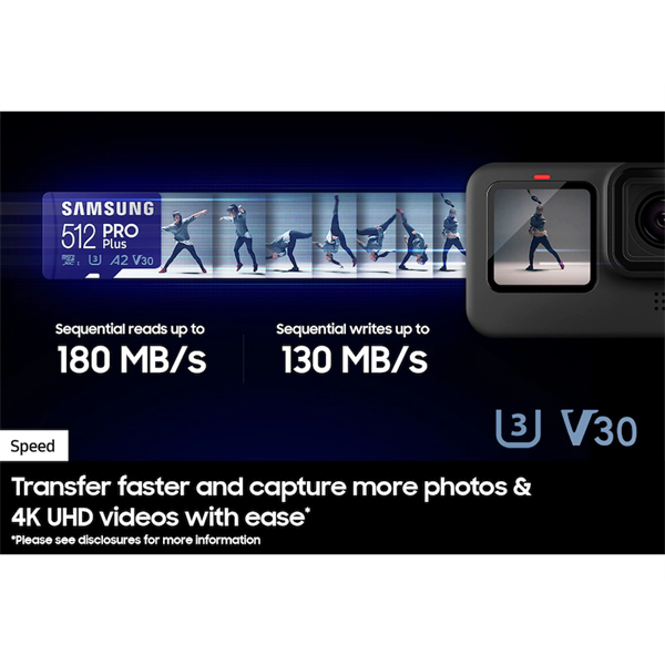Samsung 128GB microSDXC Pro Plus Class10 U3 A2 V30 adapter nélkül Memóriakártya