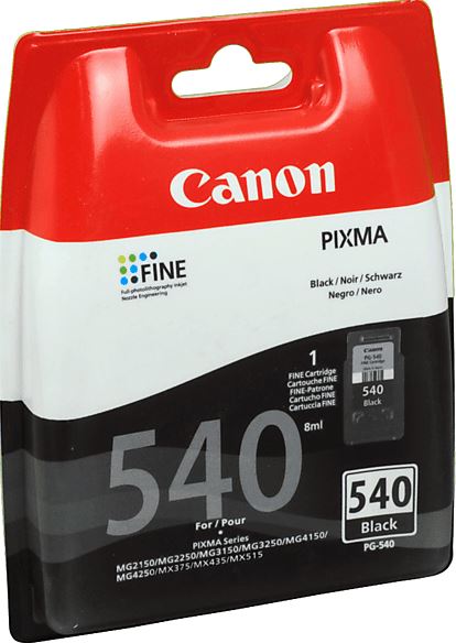 PG-540 Tintapatron Pixma MG2150, 3150 nyomtatókhoz, CANON, fekete, 180 oldal