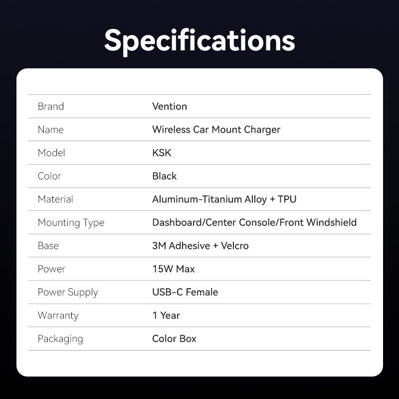 Vention Telefon töltős mágneses autós telefontartó