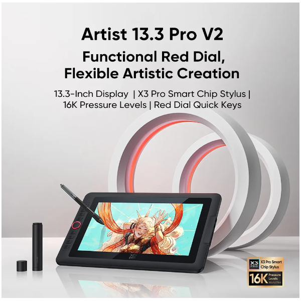 XP-PEN   Artist 13.3 PRO V2  13"  IPS Grafikus kijelző Fekete