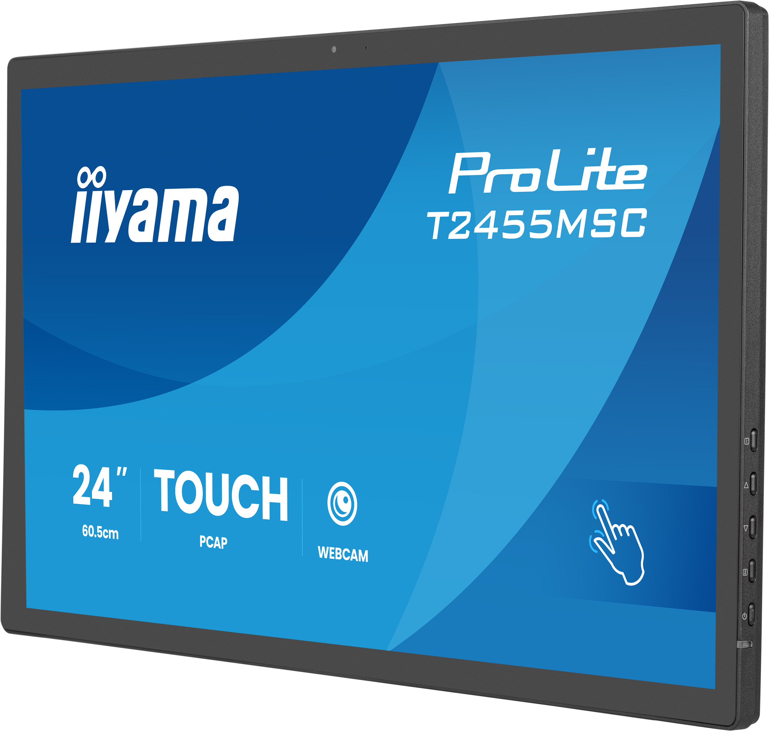 iiyama 23,8" Prolite T2455MSC-B2 IPS LED Monitor - 1920x1080, Full HD, 120Hz, 5ms, Hangszóró, Érintőképernyő,  WEBCAM, Fekete