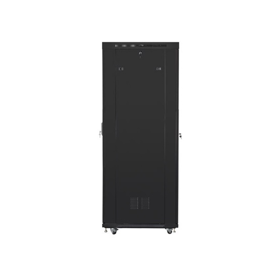 Lanberg 19" szabadon álló rack szekrény 42U/600X1000 üvegajtó, lapraszerelt, LCD kijelző, fekete V2