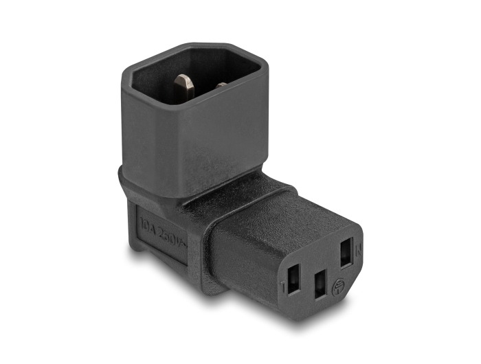 Delock Tápadapter IEC 60320 - C14 - C13, apa / anya, 10 A, 90 -ban hajlított (80472) Delock Tápadapter IEC 60320 - C14 - C13, apa / anya, 10 A, 90 -ban hajlított (80472)