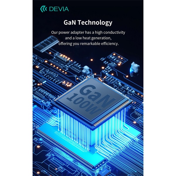 Devia Extreme Speed Series 100W GaN PD  USB+3xType-C hálózati gyorstöltő adapter Fehér