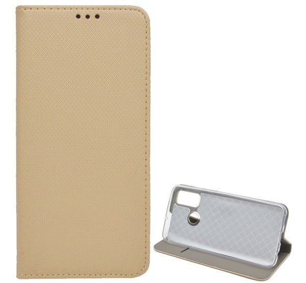 Tok álló, bőr hatású (FLIP, oldalra nyíló, asztali tartó funkció, rombusz minta) ARANY [Huawei P Smart (2020)]