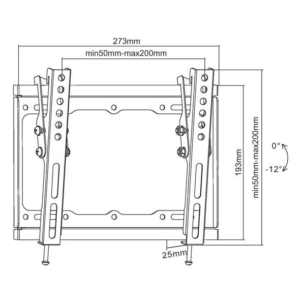 Equip  650408  23"-43" dönthető TV Fali konzol Fekete 
