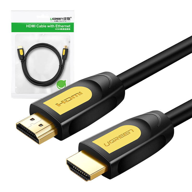 Cable HDMI 2.0 UGREEN HD101, 4K 60Hz, 0,75m (Black and Yellow) Cable HDMI 2.0 UGREEN HD101, 4K 60Hz, 0,75m (Black and Yellow)