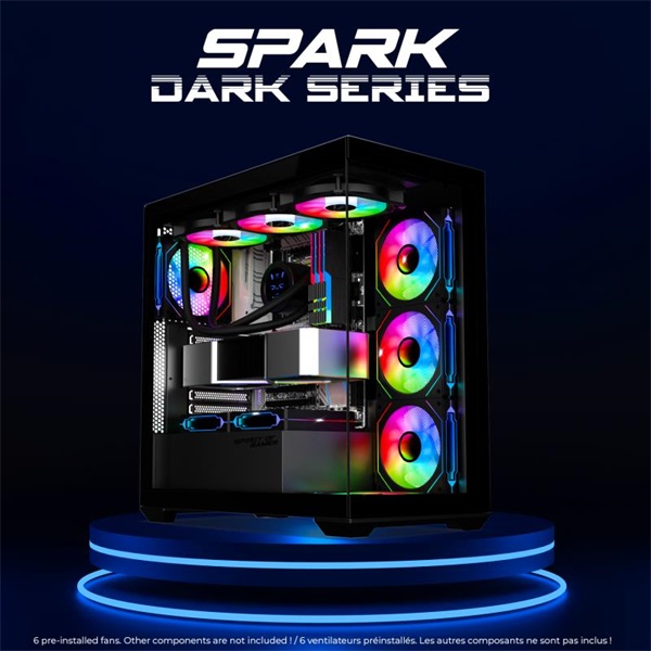 Spirit of Gamer SPARK Black Fekete  ablakos 6x12cm ventilátor alsó táp Számítógépház 
