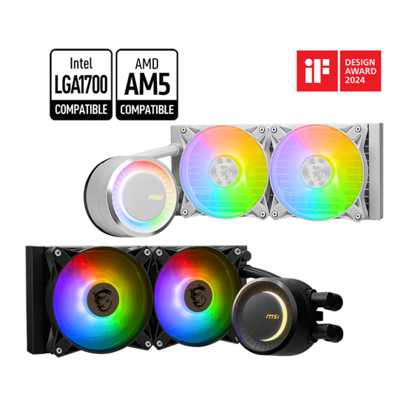 MSI Coreliquid E240 2xARGB (vízhűtés) Univerzális CPU hűtő Fehér MSI Coreliquid E240 2xARGB (vízhűtés) Univerzális CPU hűtő Fehér