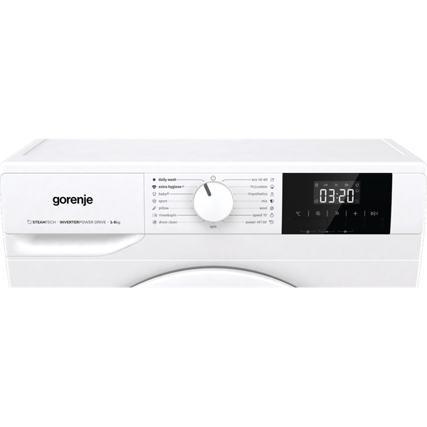 Gorenje WNGPI61SBS Elöltöltős keskeny mosógép – 6 kg, 1000 ford./perc, B Energiaosztály, Gőz technológia