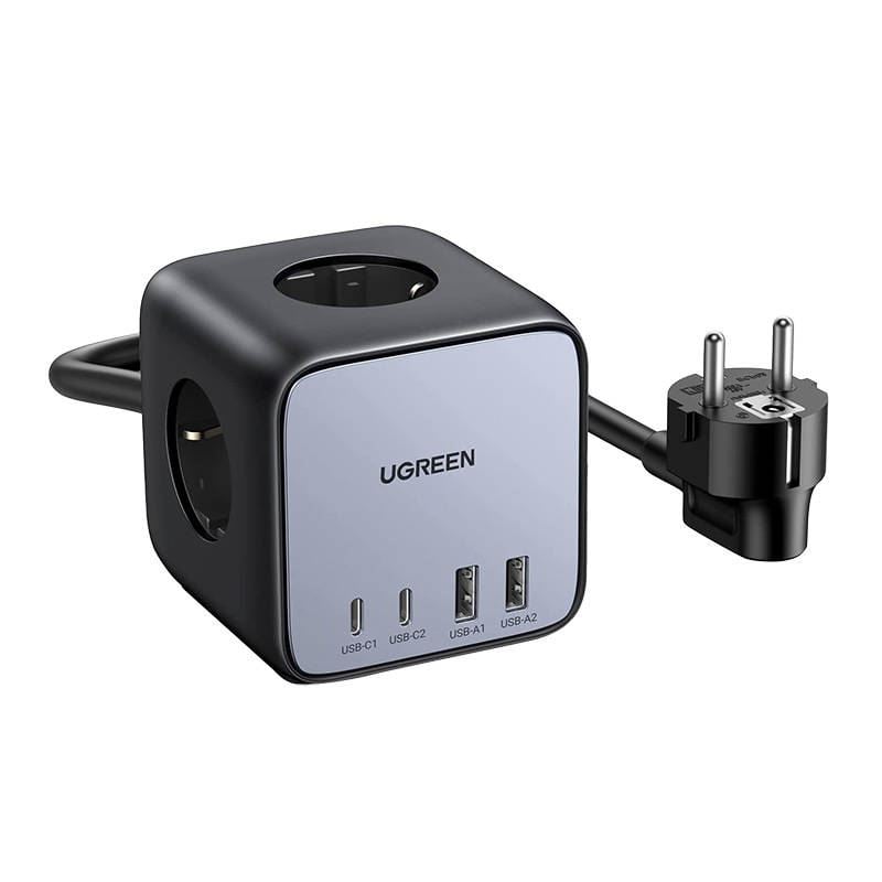 UGREEN Power Strip Cube 3 aljzatos elosztó + 2x USB-C + 2x USB-A 1.8m fekete (60113) UGREEN Power Strip Cube 3 aljzatos elosztó + 2x USB-C + 2x USB-A 1.8m fekete (60113)