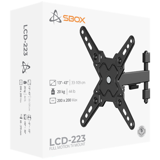  SBOX LCD-223-2 13"-43" dönthető, forgatható fali konzol