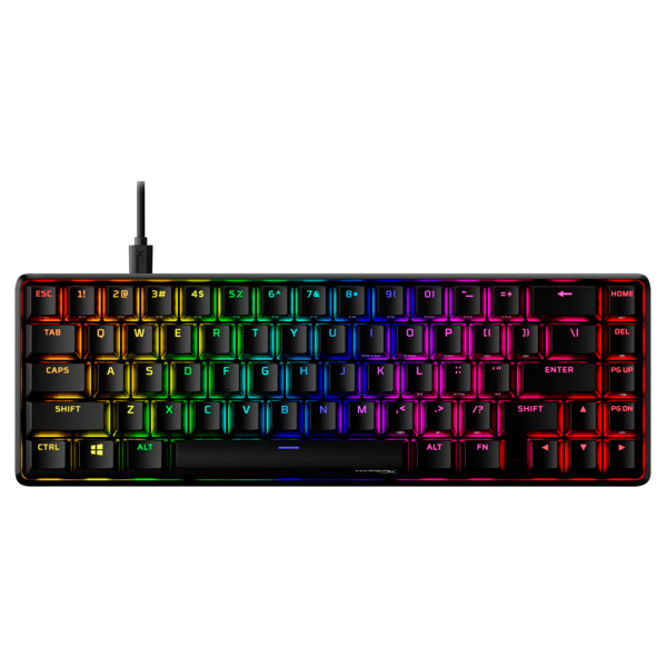 HP HYPERX vezetékes mechanikus gaming billentyűzet Alloy Origins 65 RGB türkiz switch amerikai lokalizáció